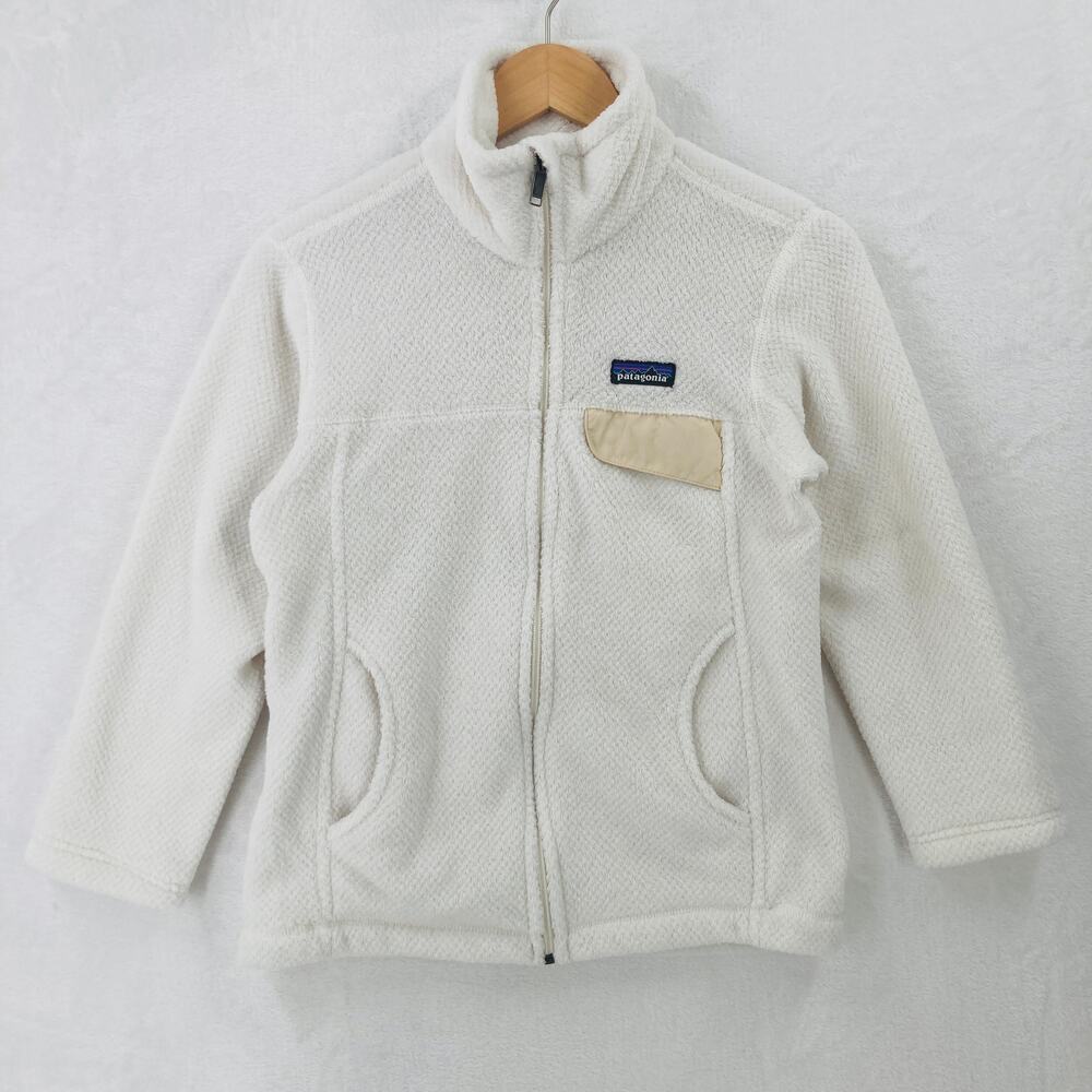 Patagonia Full Zip Re-Tool Jacket Womens Small (17x23) White Deep Pile Fleece